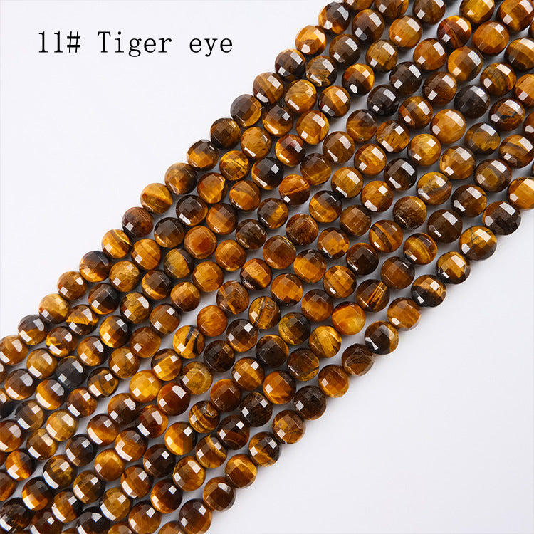 8mm FLAT faceted stone beads