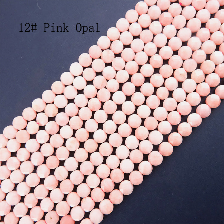 8mm FLAT faceted stone beads