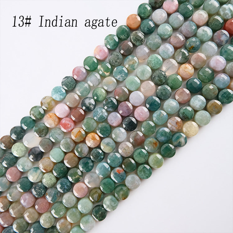 8mm FLAT faceted stone beads