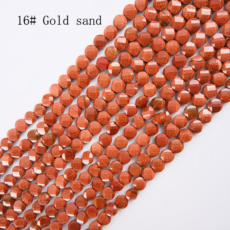 8mm FLAT faceted stone beads