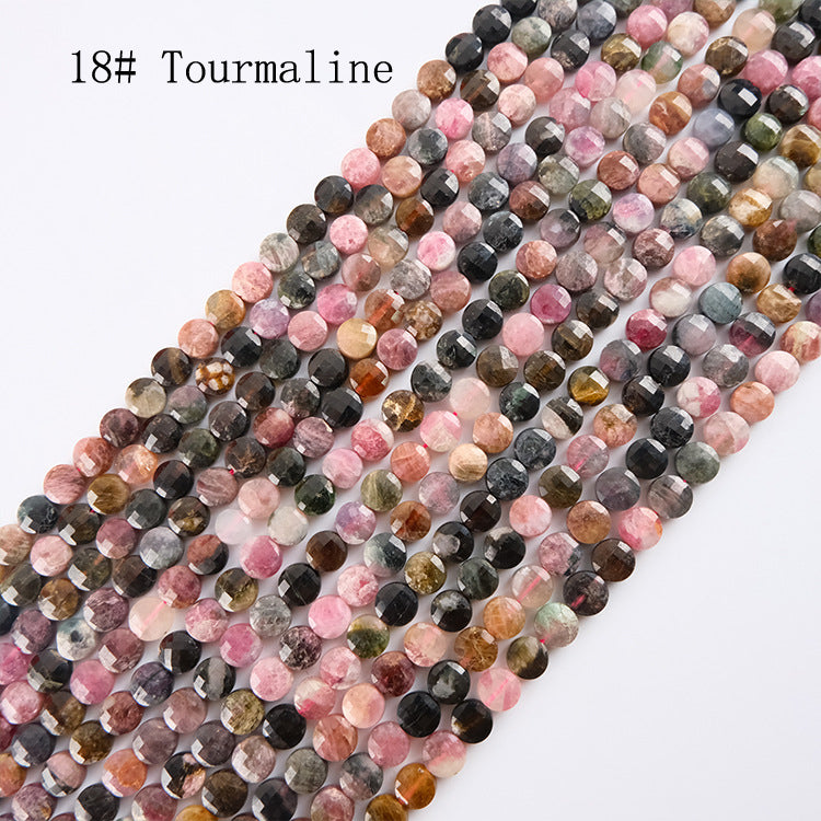 8mm FLAT faceted stone beads