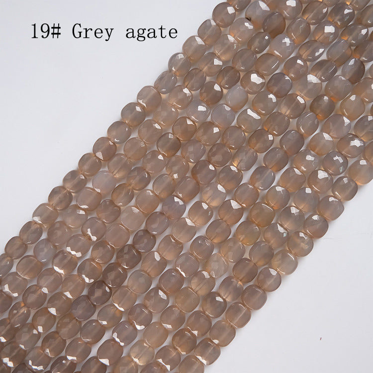 8mm FLAT faceted stone beads