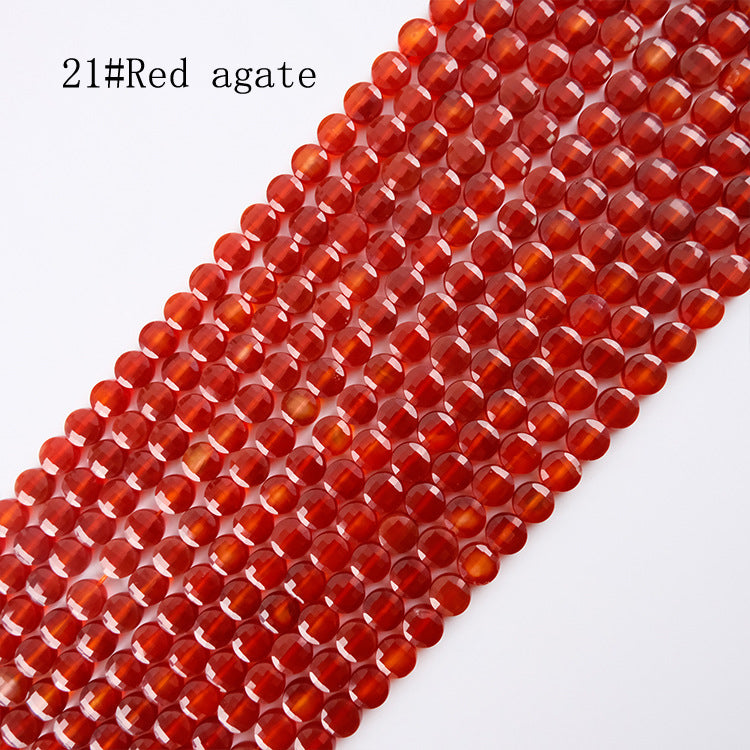 8mm FLAT faceted stone beads