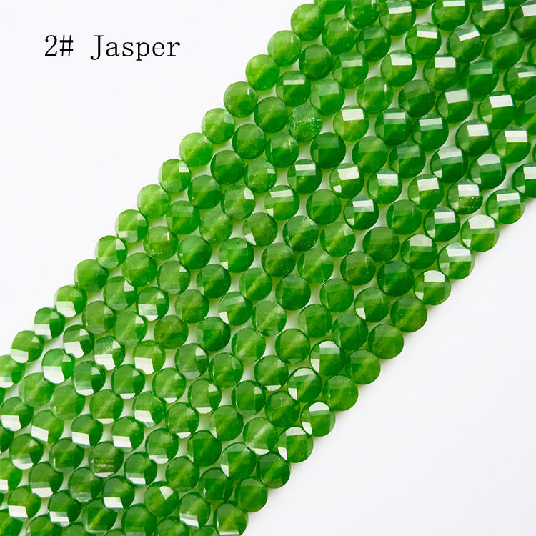 8mm FLAT faceted stone beads
