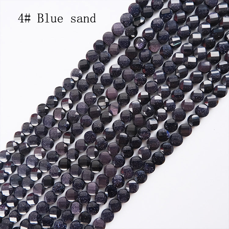 8mm FLAT faceted stone beads