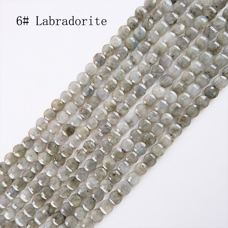 8mm FLAT faceted stone beads