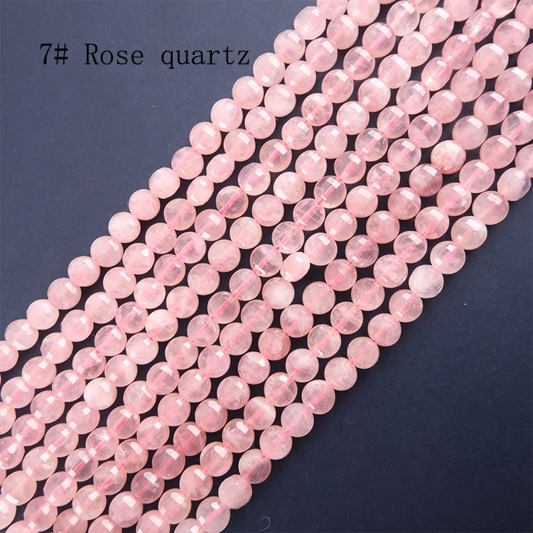 8mm FLAT faceted stone beads