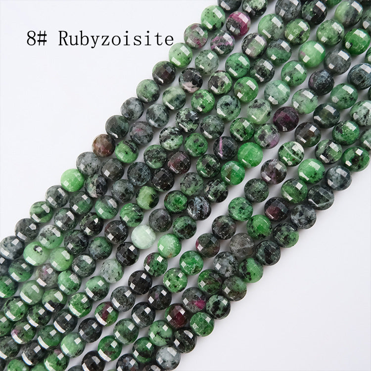 8mm FLAT faceted stone beads