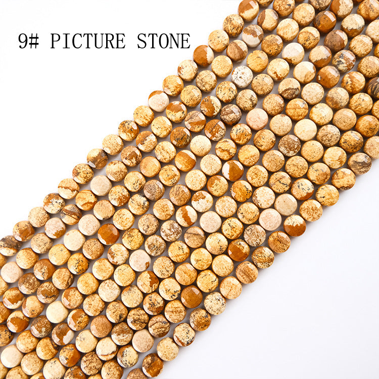 8mm FLAT faceted stone beads