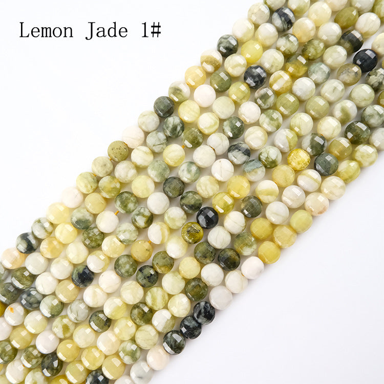 8mm FLAT faceted stone beads