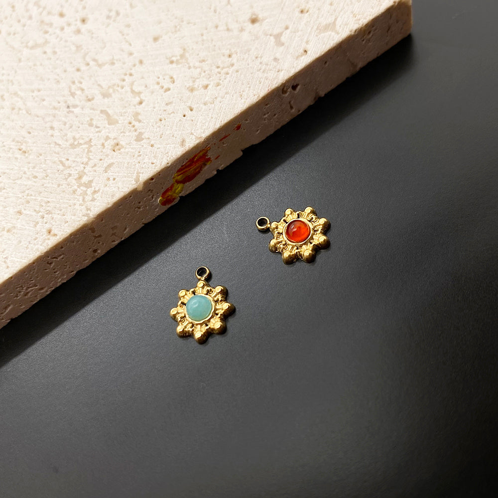 Gemstone sun charm