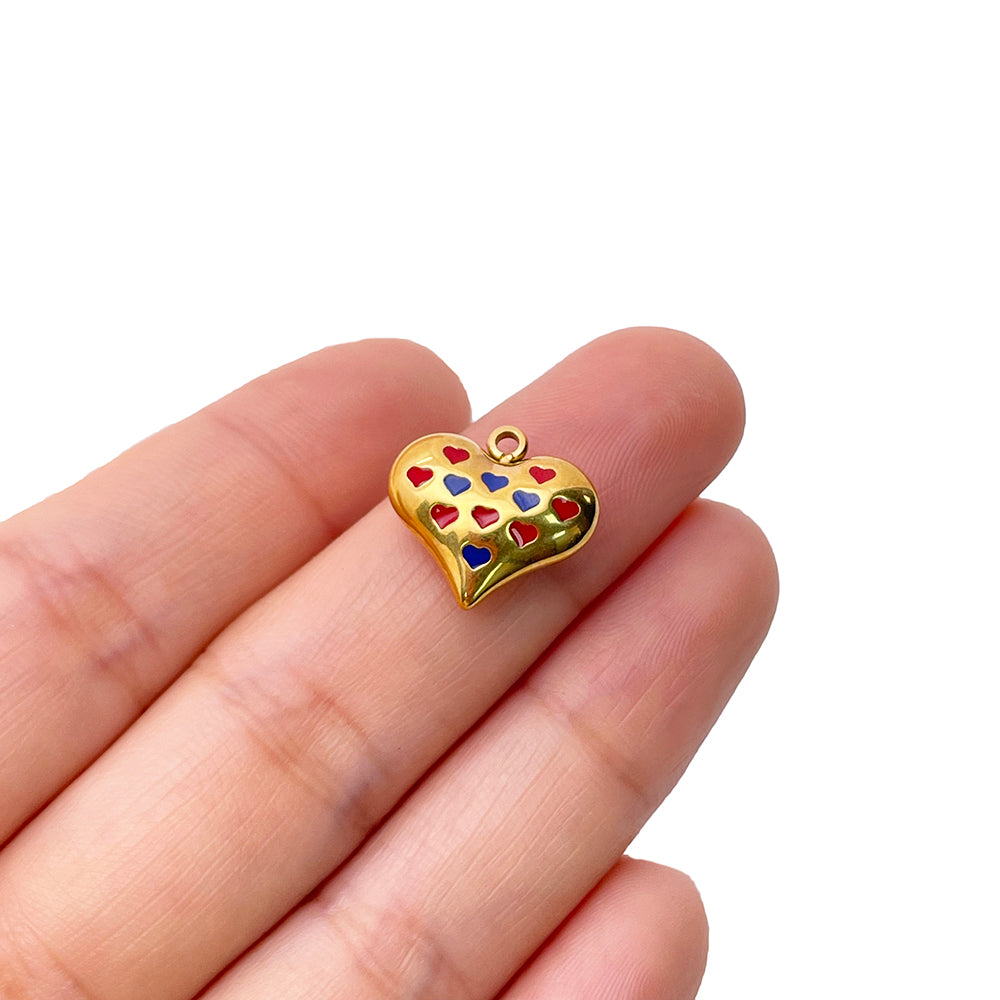 0157 Peach heart charm
