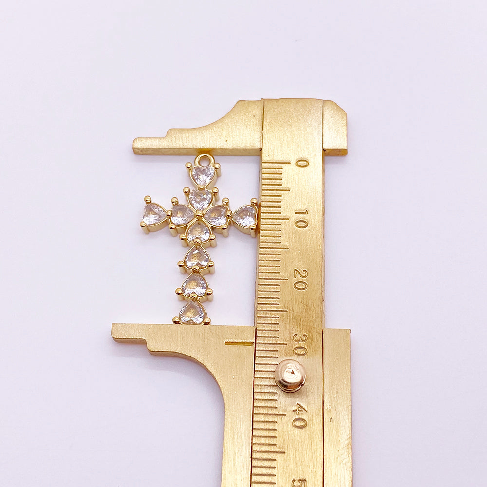 5739 Diamond Heart Cross charm