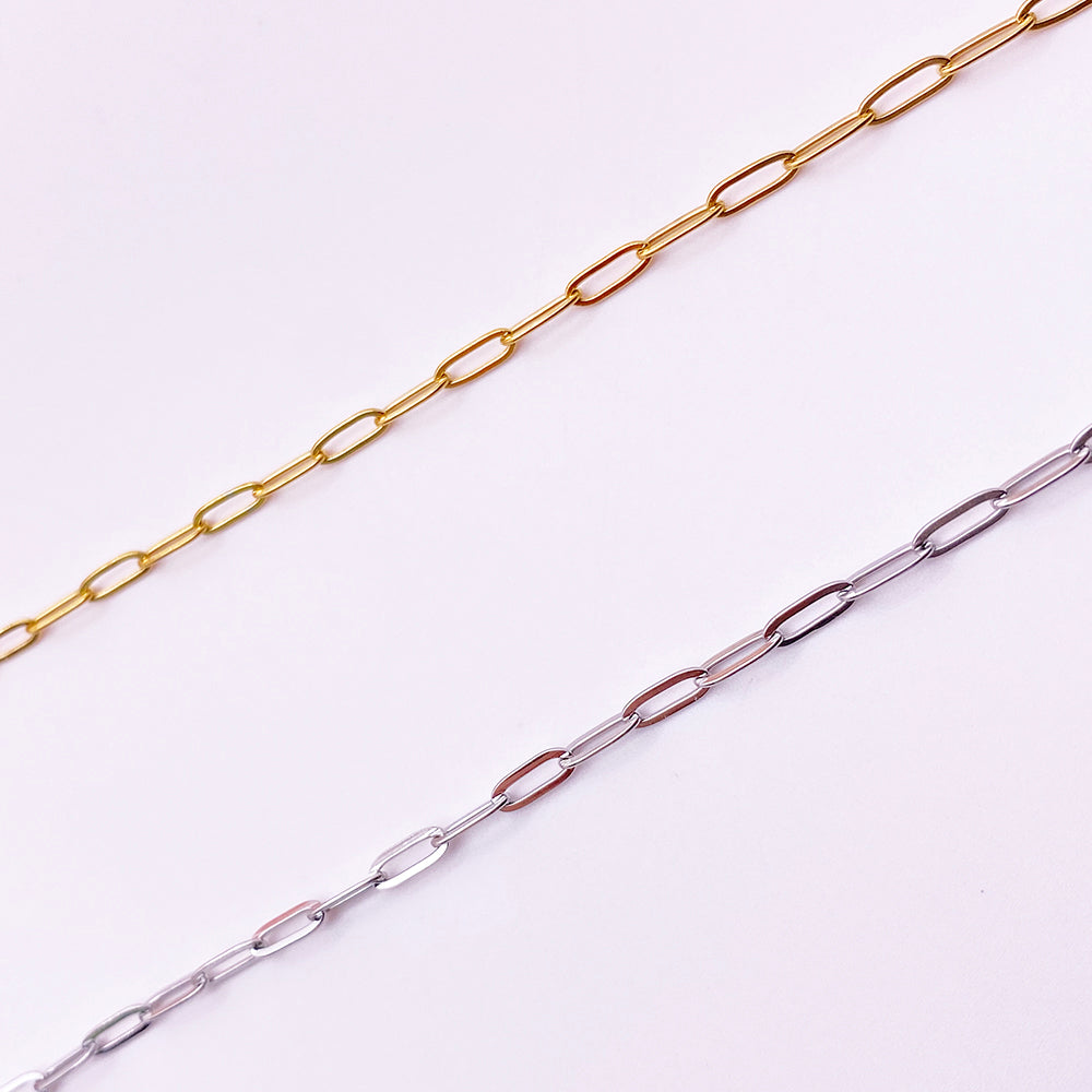 C0111 2.5mm Paper clip chain-Vacuum Plating Waterproof Stainless steel chain