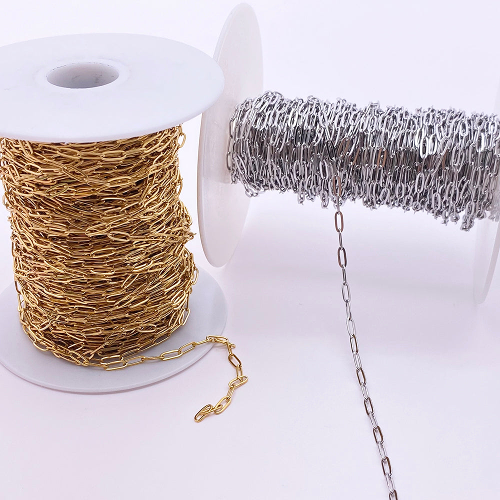 C0111 2.5mm Paper clip chain-Vacuum Plating Waterproof Stainless steel chain