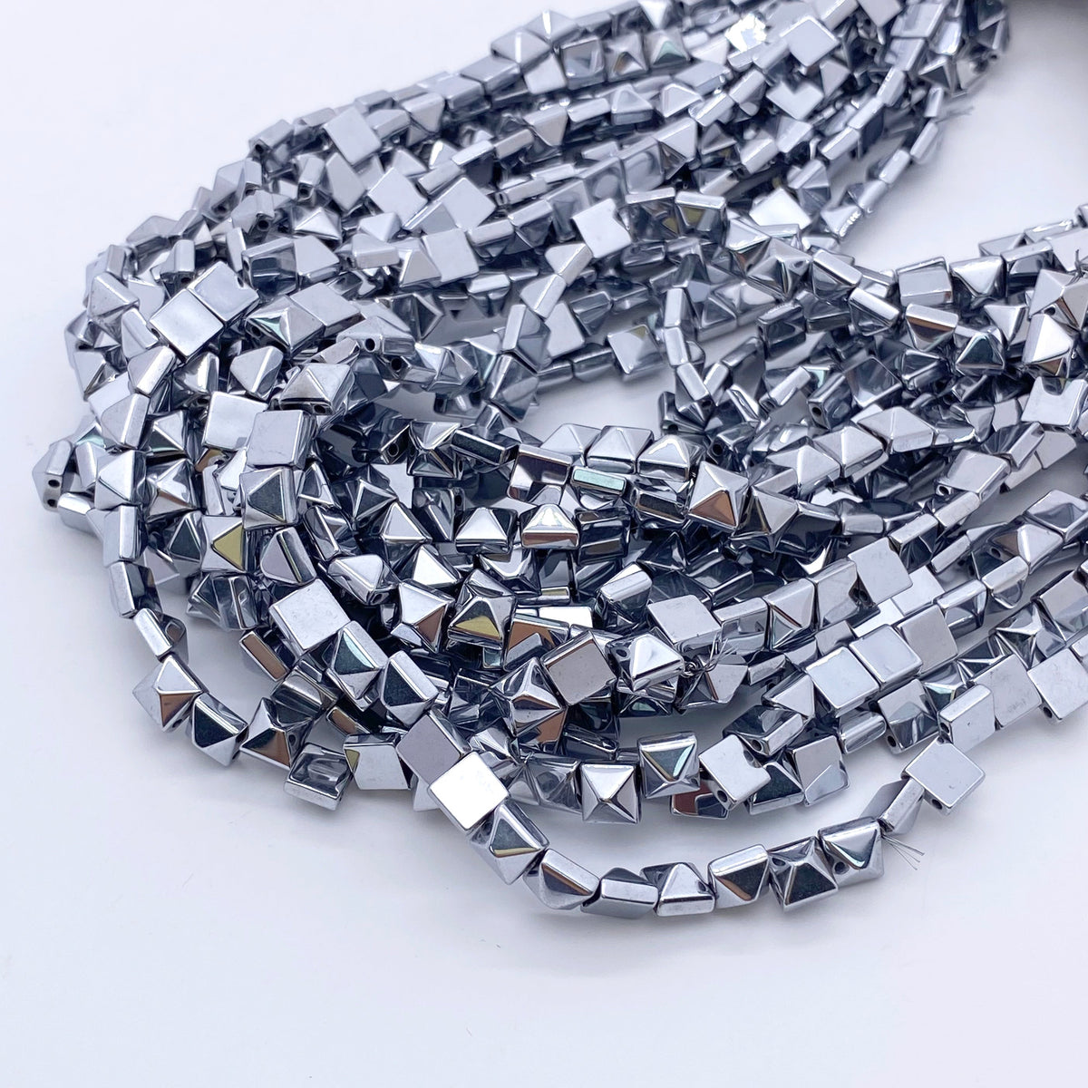 6mm Square Hematite Beads