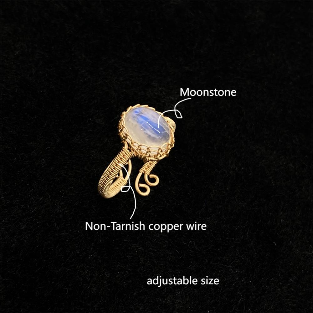 Wire wrapped Moonstone ring,June Birthstone Ring ,Handmade adjustable ring