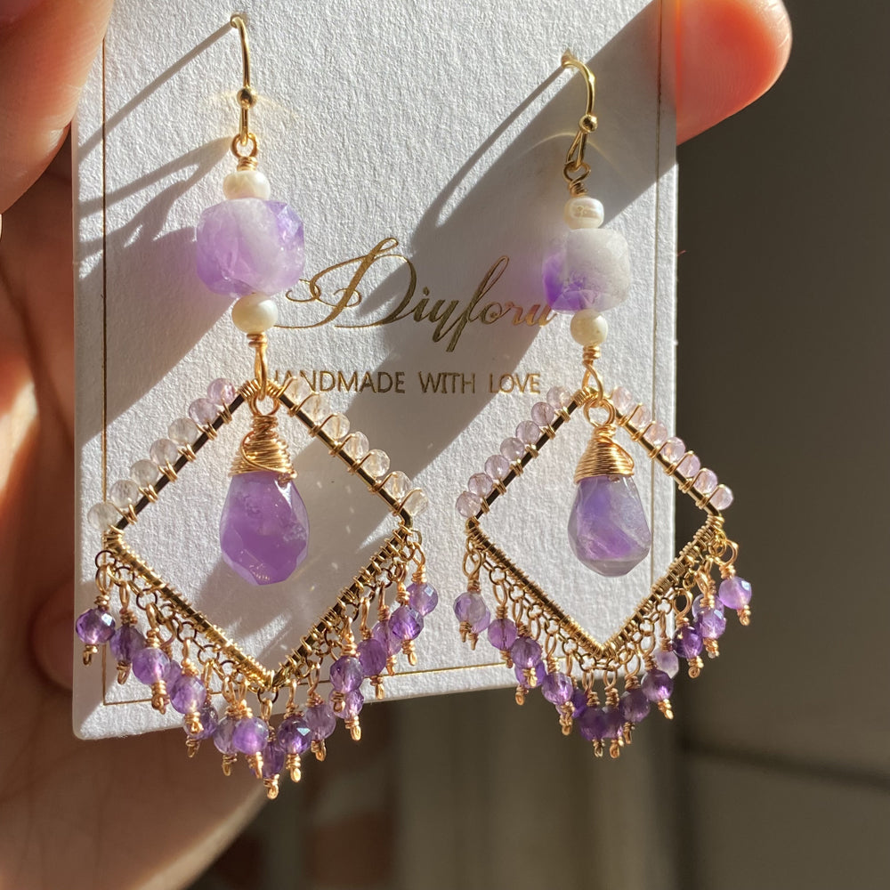 Handcrafted Boho Bliss:Amethyst Dreams Wire-wrapped Earrings
