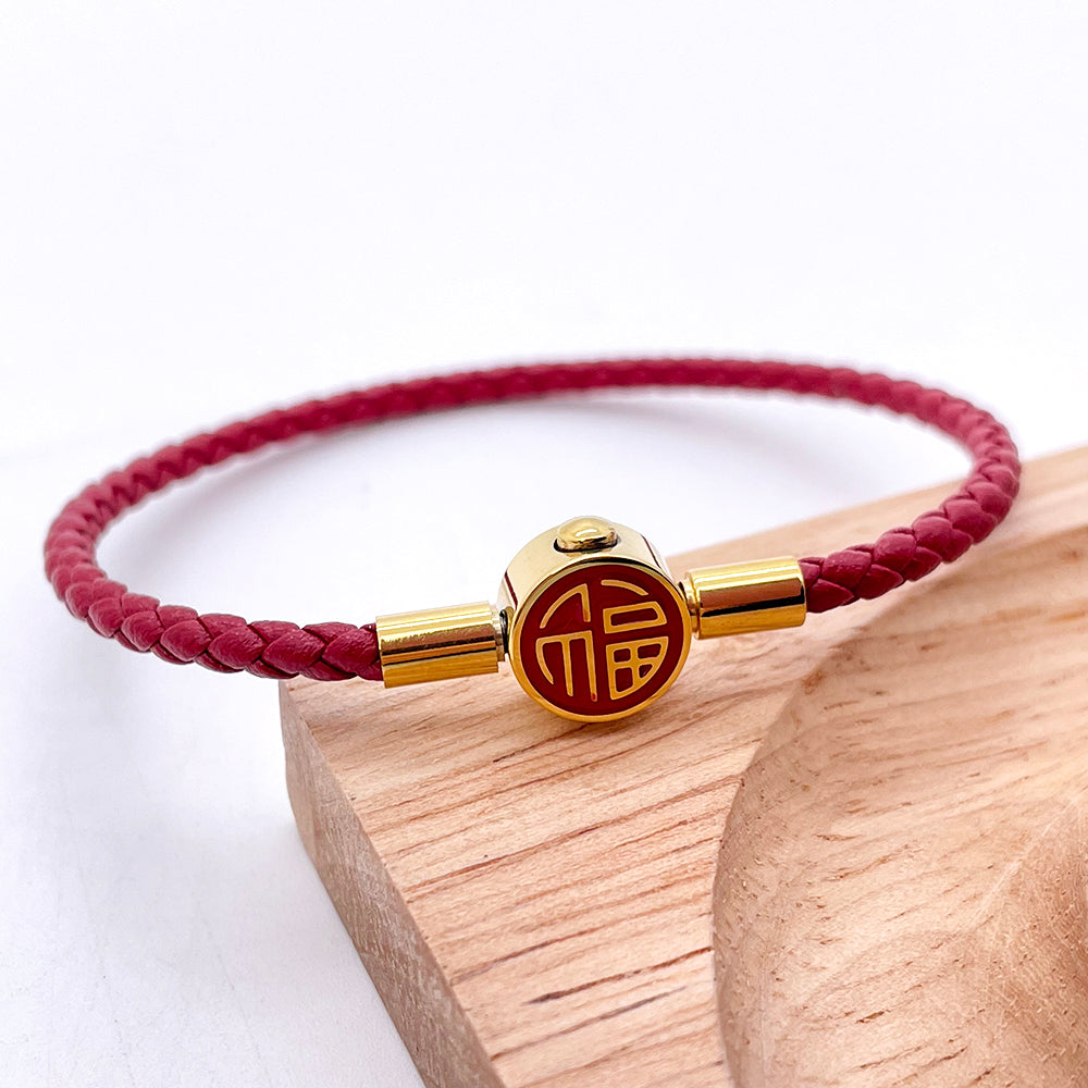 Enamel Word "福" Clasp for the Cord Bracelet