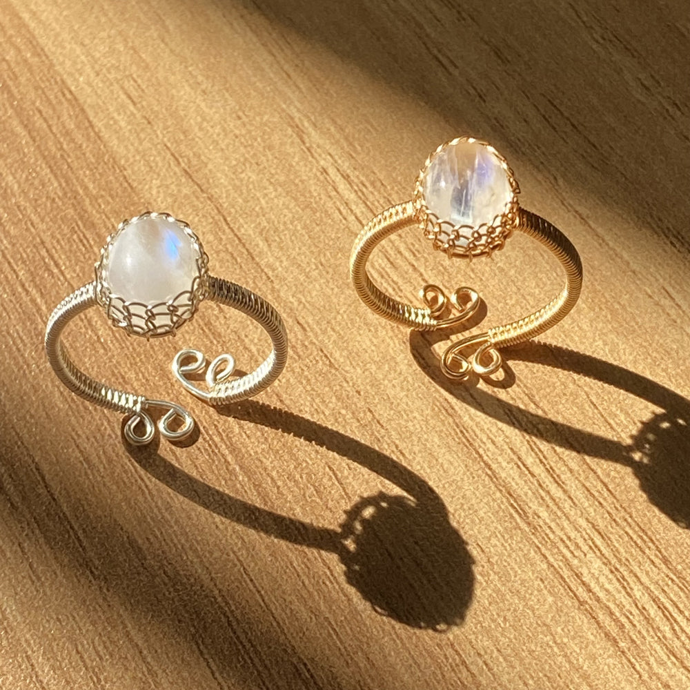 Wire wrapped Moonstone ring,June Birthstone Ring ,Handmade adjustable ring
