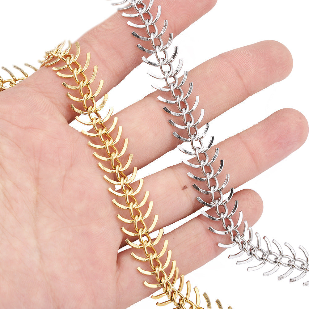 C1240 Fish Bone Chain -Vacuum Plating Waterproof Stainless steel chain