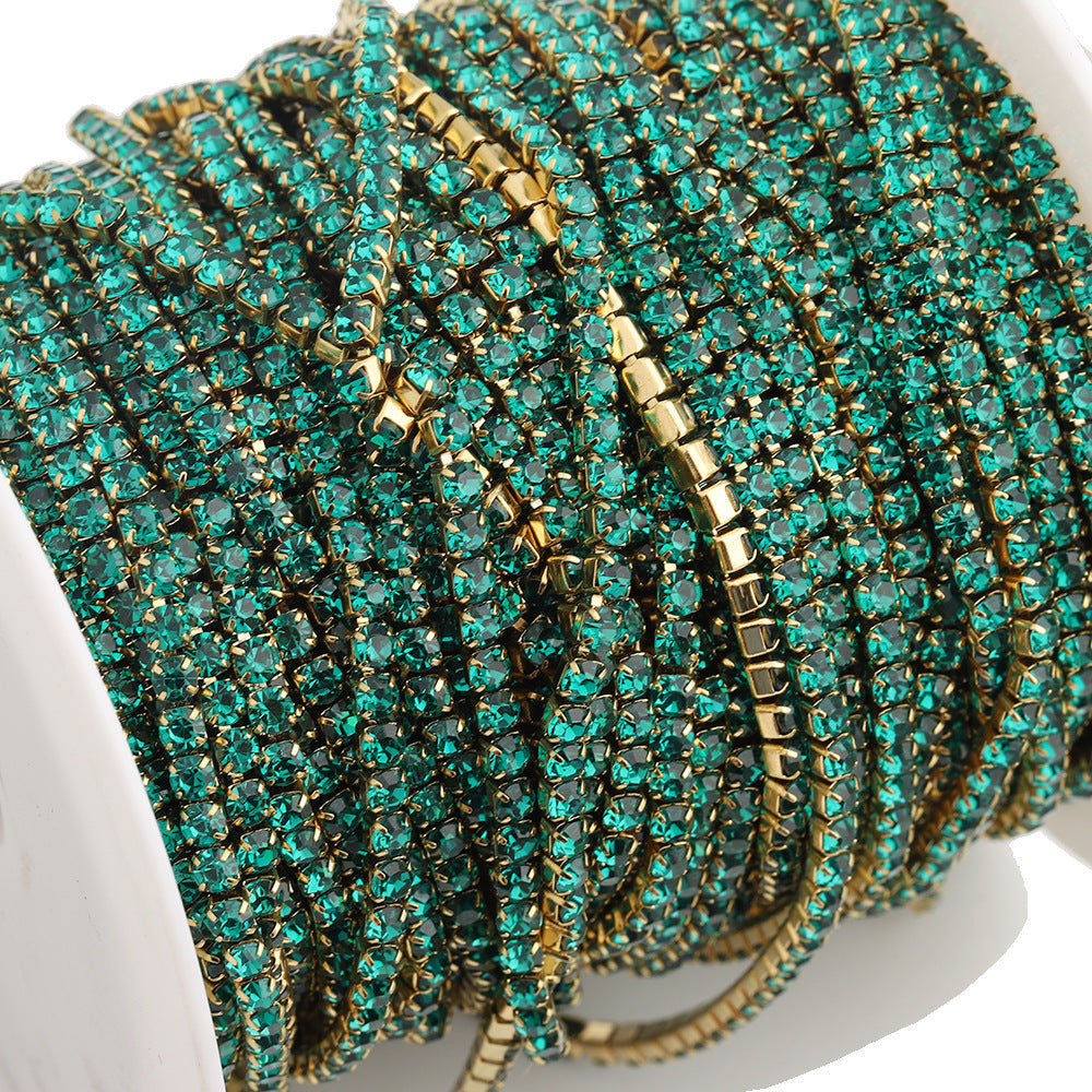 C1444 2mm Colorful Cup Rhinestone Chain/Clawchain