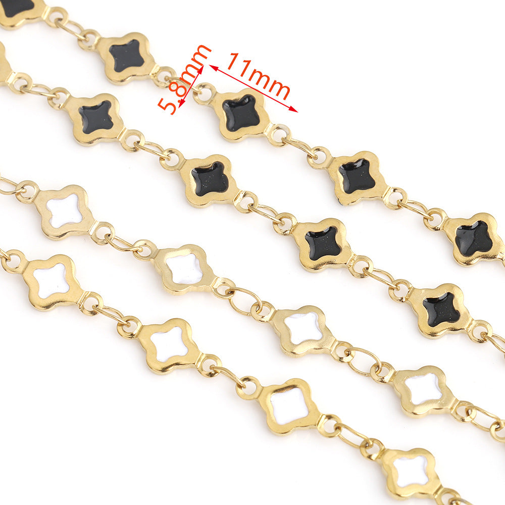 C1689 5.8mm*11mm Enamel Four Leaf Clover Chain