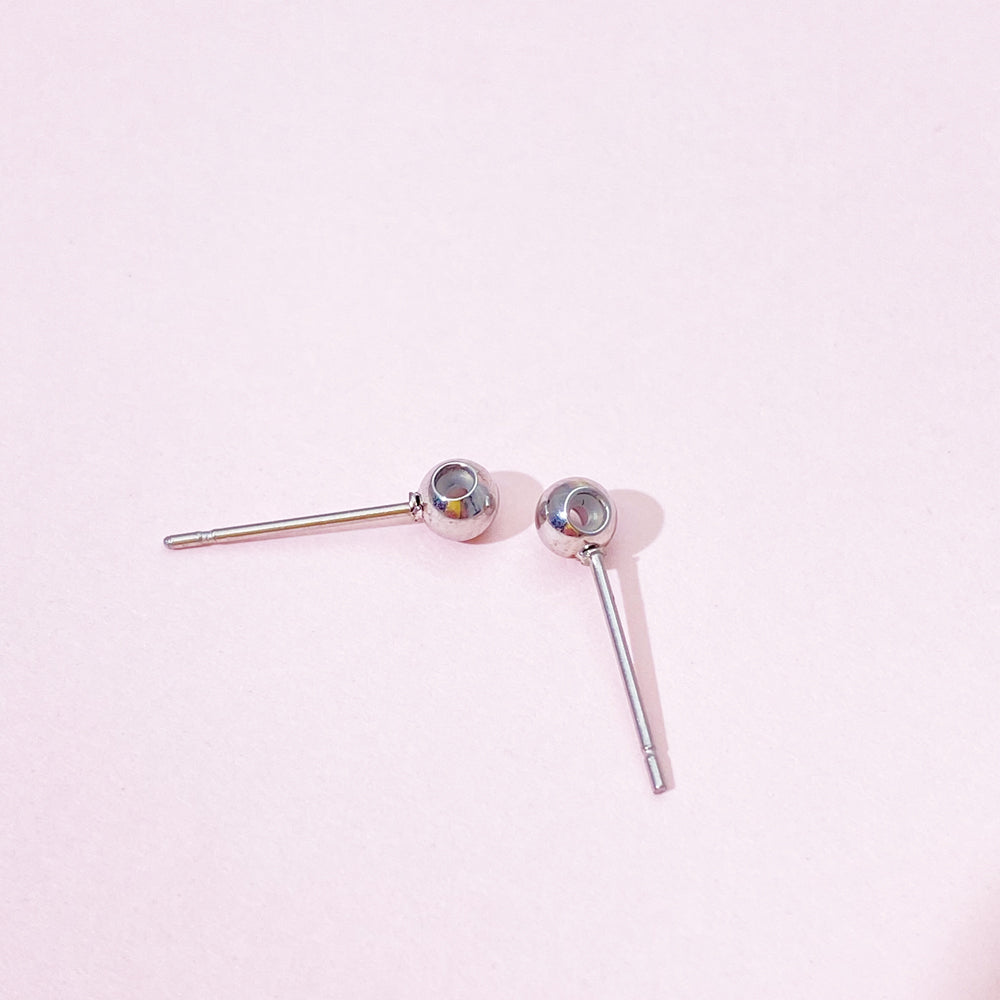 10pcs/pack  Stainless steel ear stud with silica