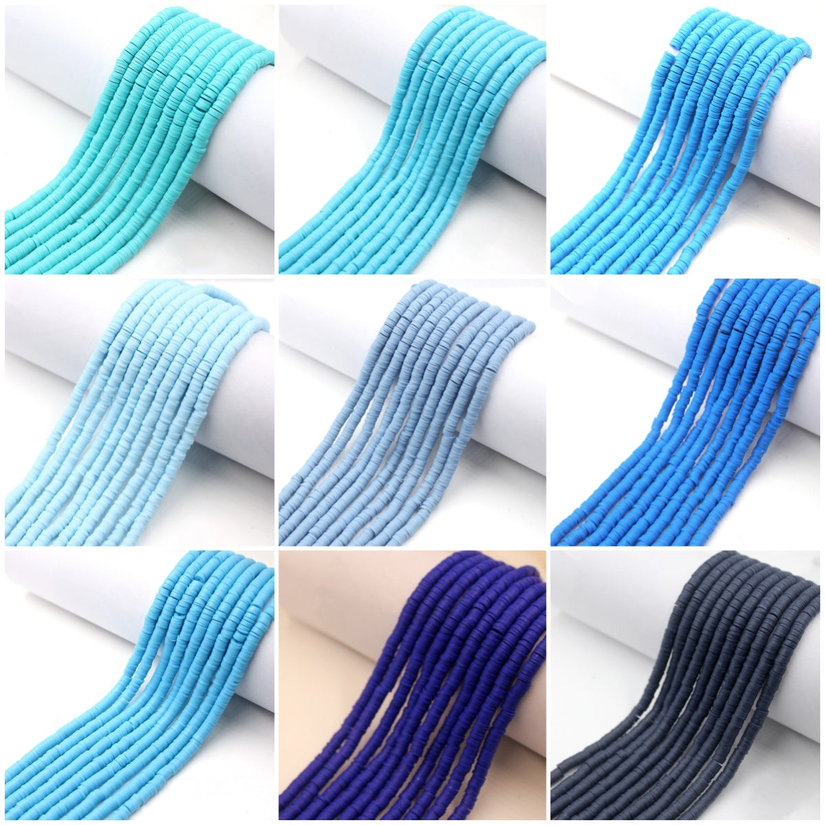 4mm- 1 Strand- 16"vinyl Heishi beads, polymer clay beads