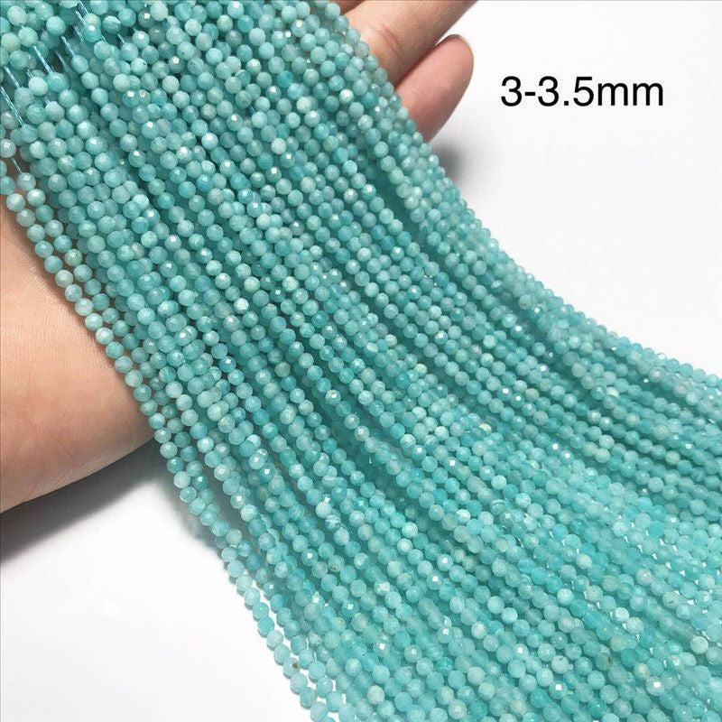 Natural Faceted Ice amazonite in size 2mm 3mm 4mm