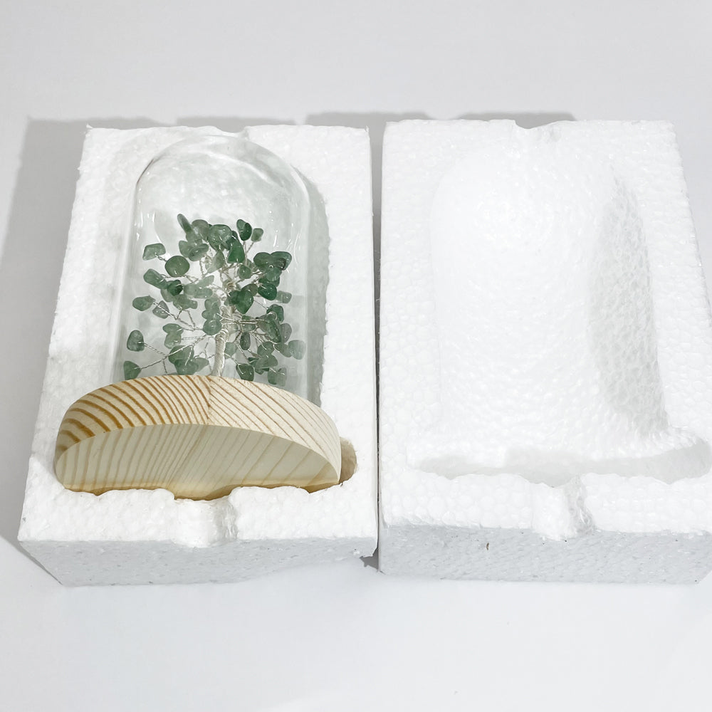 Glass dome cover with wood base for chips tree display