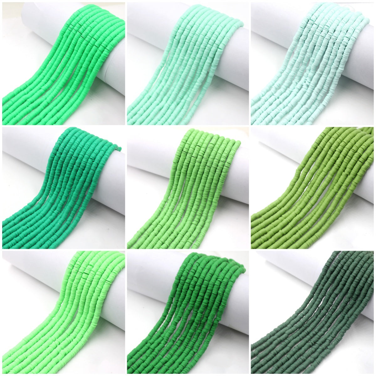 4mm- 1 Strand- 16"vinyl Heishi beads, polymer clay beads