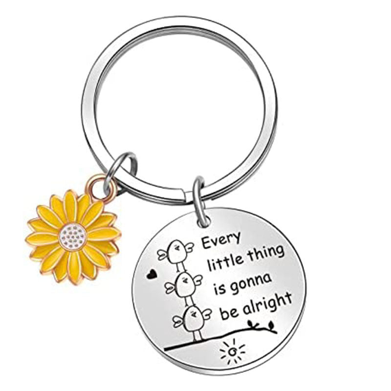 Sunflower Words Keychain Good Gift Stainless Steel Keychain