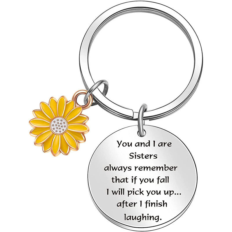 Sunflower Words Keychain Good Gift Stainless Steel Keychain