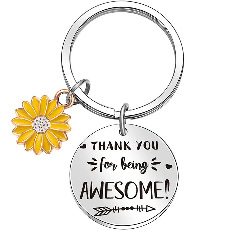 Sunflower Words Keychain Good Gift Stainless Steel Keychain