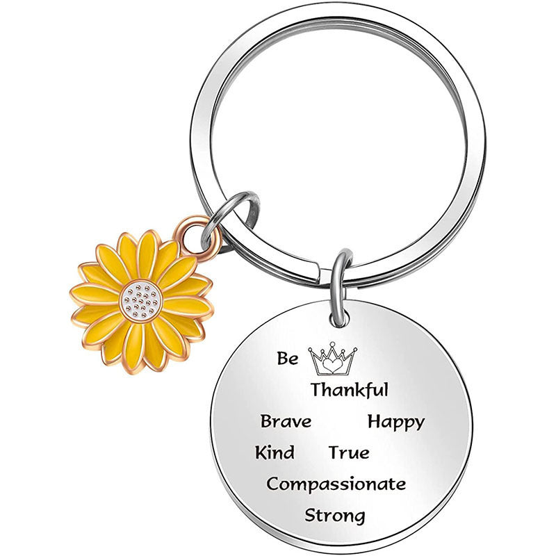 Sunflower Words Keychain Good Gift Stainless Steel Keychain