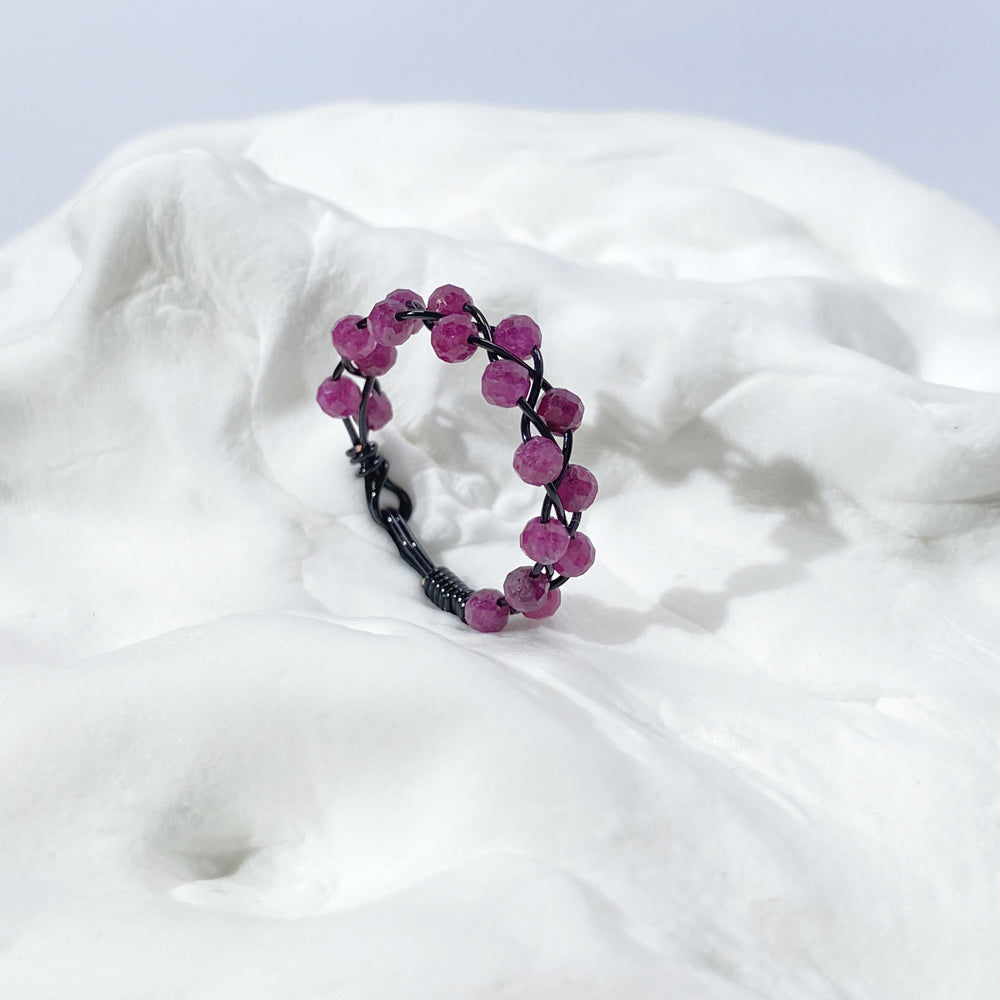 Ruby Rings，Mixed style wire wrapped ruby rings,boho style rings,unique design gift