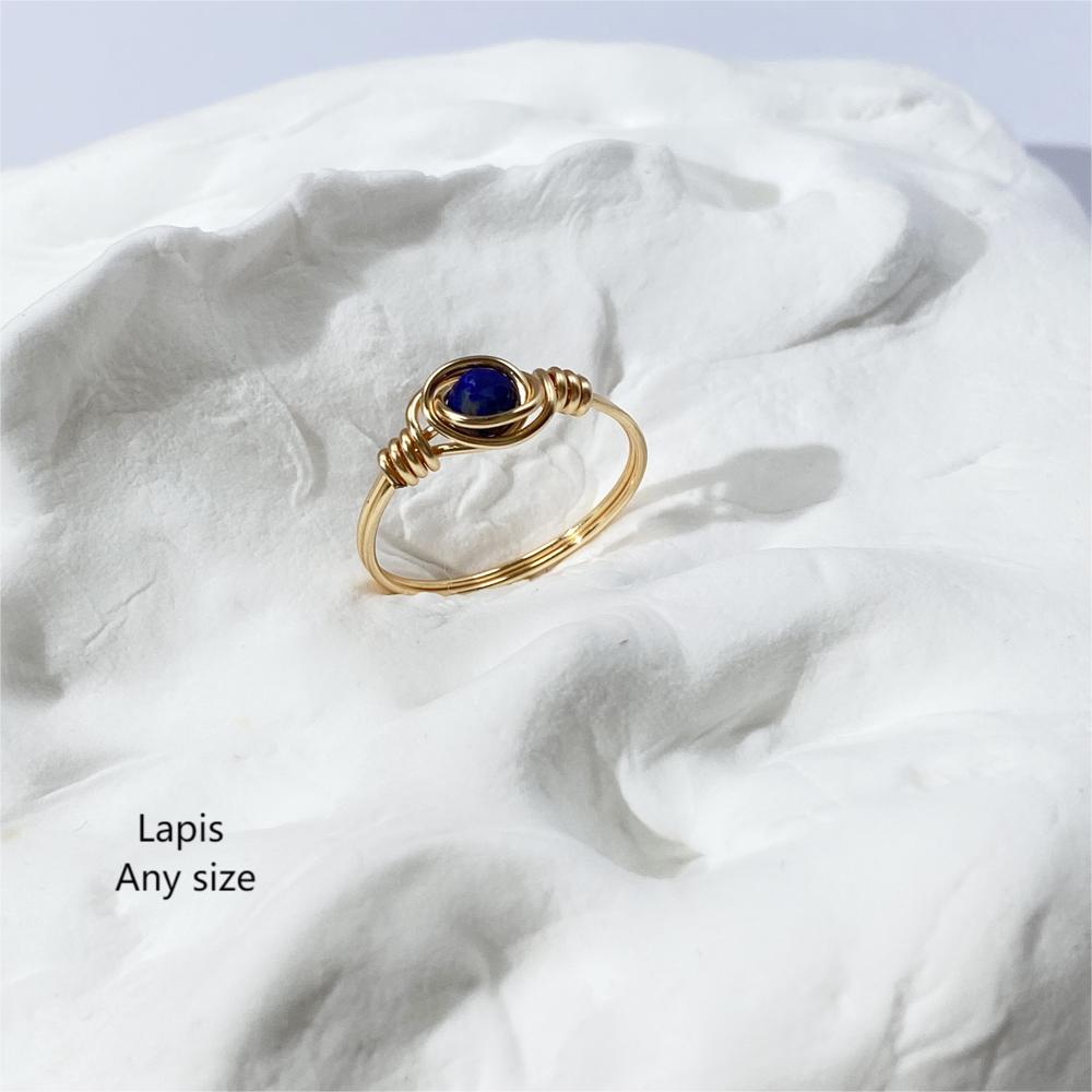 Blue Rings with Lapis gemstone,Wire wrapped rings ,handmade ring,unique gife for women