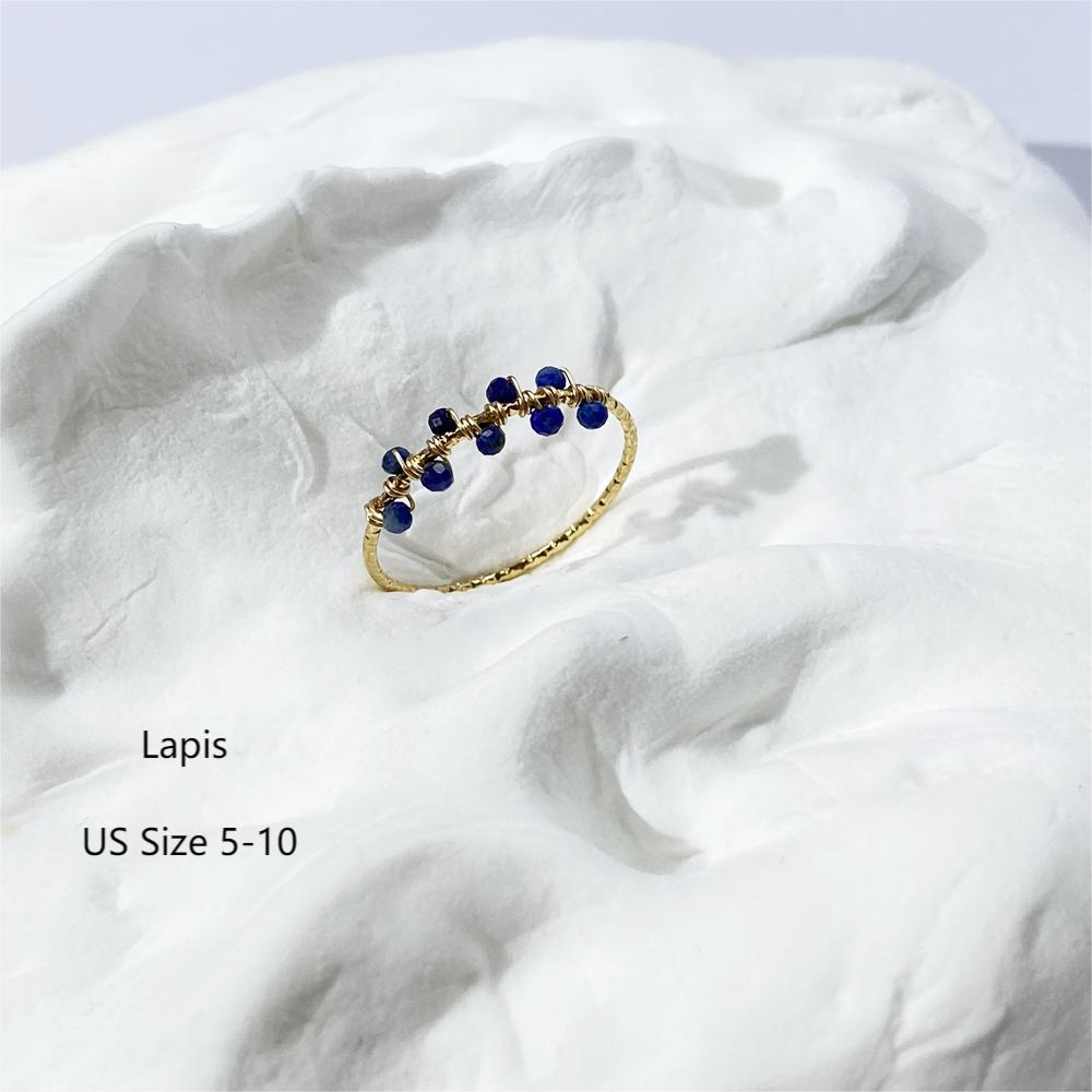 Blue Rings with Lapis gemstone,Wire wrapped rings ,handmade ring,unique gife for women