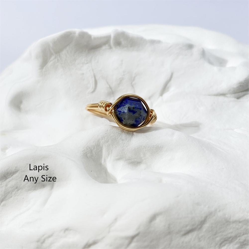 Blue Rings with Lapis gemstone,Wire wrapped rings ,handmade ring,unique gife for women