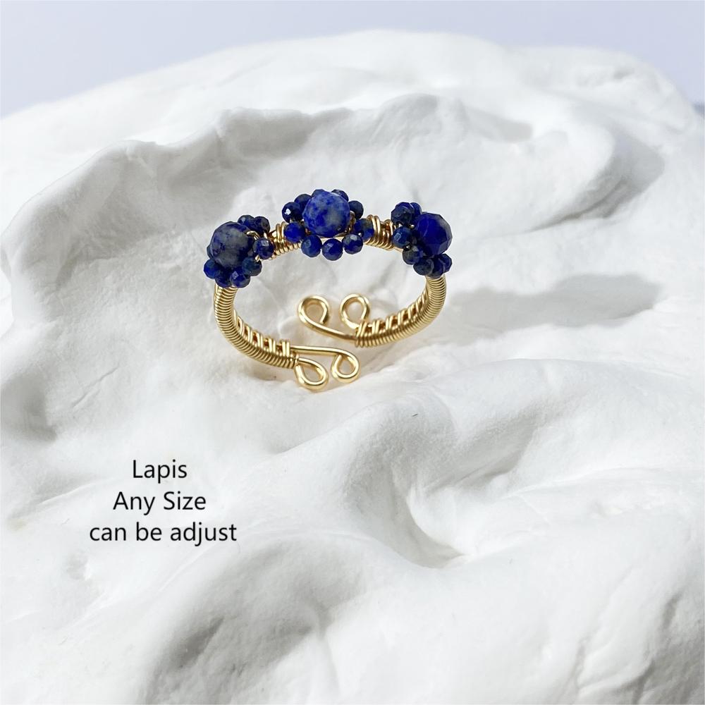 Blue Rings with Lapis gemstone,Wire wrapped rings ,handmade ring,unique gife for women